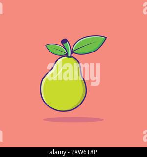 Pear Illustration Icon Fruit Object clipart Pear cartoon concept Isolated artwork Stock Vector