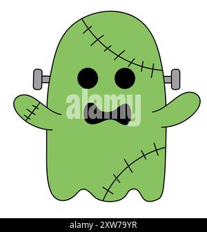 A Cute kawaii Frankenstein on white background Stock Vector Image & Art ...