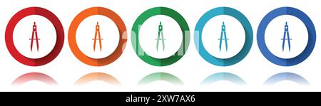 Geometry, education vector icons, flat icon set for logo design, webdesign and mobile applications, colorful web button collection in eps 10 Stock Vector
