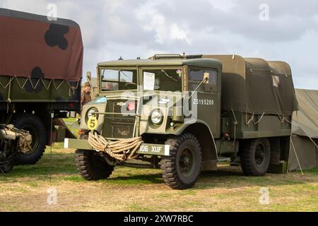 1942 WW2  Bedford QLD 'Nancy' Army Lorry, 3-ton military truck on Lytham Green, Wartime transport reenactment event. Stock Photo