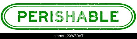 Grunge green perishable word rubber seal stamp on white background Stock Vector