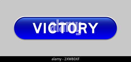 Blue color capsule shape button with word victory on gray background Stock Vector