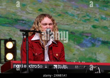 London, UK. 18th Aug, 2024. Strawberry Guy performance at ALL Points East Festival at Victoria Park Credit: glamourstock/Alamy Live News Stock Photo