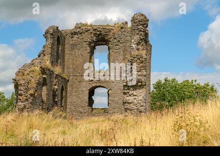 The ruins of Clun Castle a Medieval castle in Clun,  Shropshire, UK in landscape orientation Stock Photo