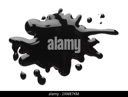 Blot of black printer ink isolated on white, top view Stock Photo