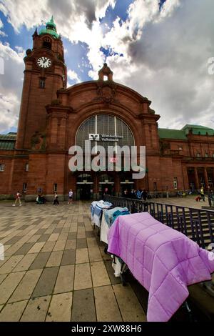 Wiesbaden, Germany. August 08, 2024. Architecture of the city and Asphalt repair. Stock Photo