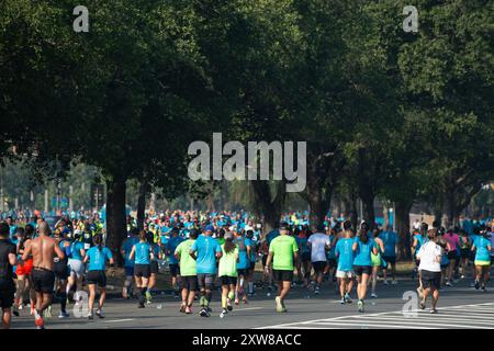 Rio de Janeiro, 18th August, 2024. Runners in action during the 26th edition of the Rio Half Marathon. Stock Photo