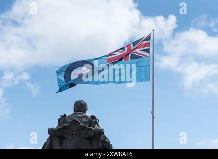 RAF flag/ ensign flying at the Eastbourne, Airbourne Airshow 2024 Stock Photo