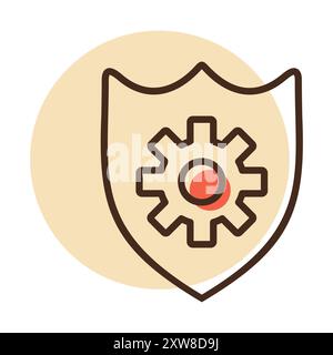 Shield with gear vector icon. Shield protection symbol. Security sign. Graph symbol for your web site design, logo, app, UI Stock Vector