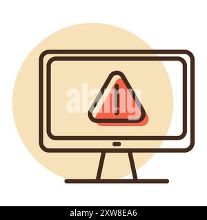 Computer warning vector icon. Simple digital system error. Security sign. Graph symbol for your web site design, logo, app, UI Stock Vector