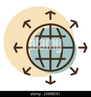 Arrows outside from globe vector icon. Global communication filled symbol. Security sign. Graph symbol for your web site design, logo, app, UI Stock Vector