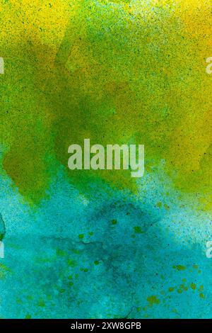 Vivid abstract watercolor blending green and blue hues Stock Photo