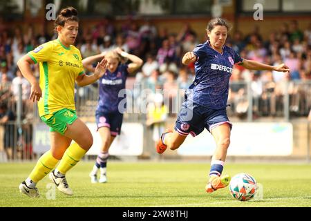 London, UK. 18th Aug, 2024. London, England, August 18th 2024: Lucy Monkman (14 Dulwich Hamlet) in action during the FA Womens National League Division One South east game between Dulwich Hamlet and Norwich at Champion Hill in London, England. (Liam Asman/SPP) Credit: SPP Sport Press Photo. /Alamy Live News Stock Photo