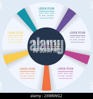 Circle Infographic design 5 Steps, objects, elements or options business information template Stock Vector