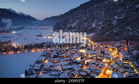 Night view of a town in Austria Stock Photo