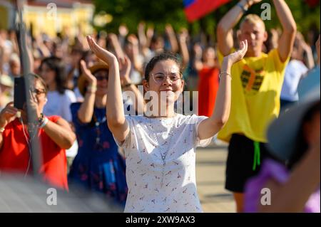 Young people dancing to Christian songs at Mladifest 2024, the annual youth festival in Medjugorje. Stock Photo