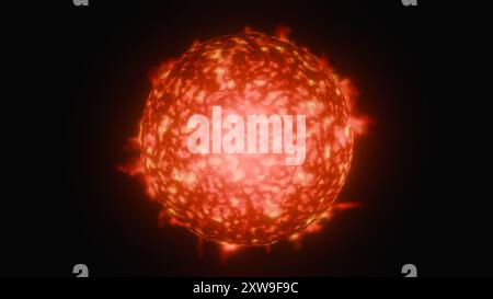 Sun with solar flares. Star with coronal mass ejections.  3d rendering illustration. Stock Photo