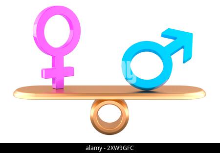 Gender Equality, concept. Equality between men and women. 3D rendering isolated on white background Stock Photo