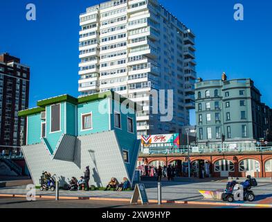 Brighton, UK, Jan 5, 2022. View of Brighton famous sttraction "upside down house" in a sunny day. Stock Photo