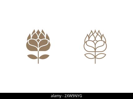 Logo protea flower,Feminism, Minimalist, Modern, Logo Line, editable color Stock Vector