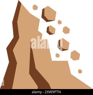 Rockfall color icon. Mountain disaster. Avalanche stones Stock Vector