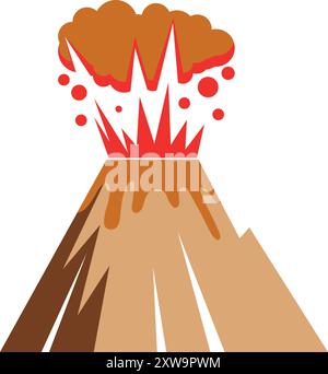 Volcanic eruption color icon. Mountain crater magma explosion Stock Vector