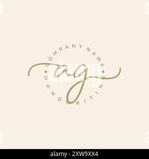 AG Initial Handwriting Logo Stock Vector