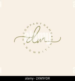 DM Initial Handwriting Logo Stock Vector