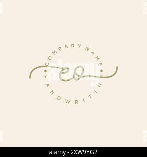 EO Initial Handwriting Logo Stock Vector