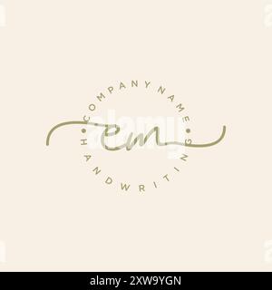 EM Initial Handwriting Logo Stock Vector