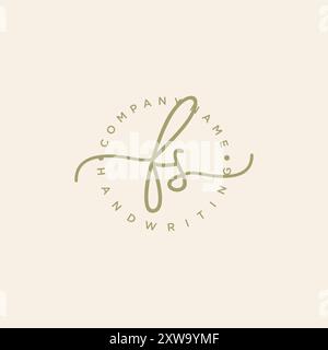 FS Initial Handwriting Logo Stock Vector
