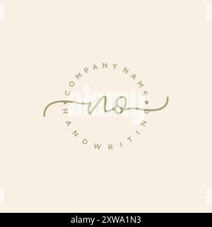 NO Initial Handwriting Logo Stock Vector