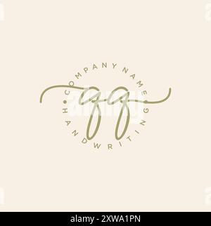 QQ Initial Handwriting Logo Stock Vector