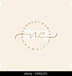 NC Initial Handwriting Logo Stock Vector