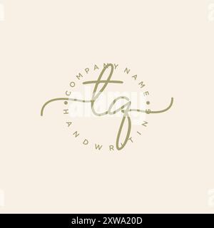 TQ Initial Handwriting Logo Stock Vector