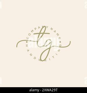 TG Initial Handwriting Logo Stock Vector