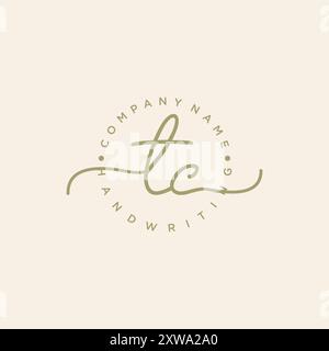 TC Initial Handwriting Logo Stock Vector