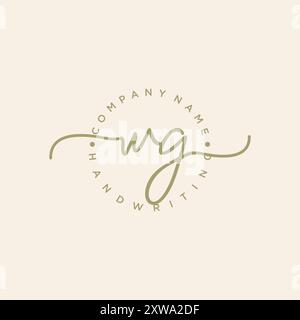 WG Initial Handwriting Logo Stock Vector