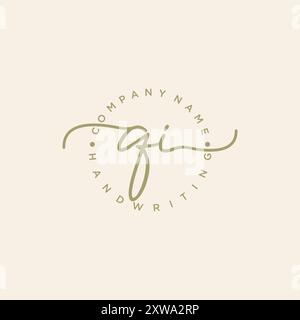 QI Initial Handwriting Logo Stock Vector