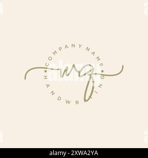 WQ Initial Handwriting Logo Stock Vector