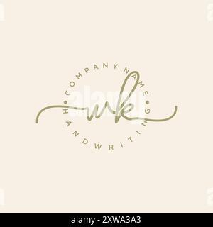 WK Initial Handwriting Logo Stock Vector