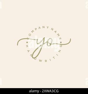 YO Initial Handwriting Logo Stock Vector