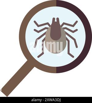 Insect in magnifying glass color icon. Pest control Stock Vector