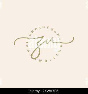 ZU Initial Handwriting Logo Stock Vector