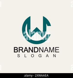 Alphabet Letters CW or WC logo design template Stock Vector