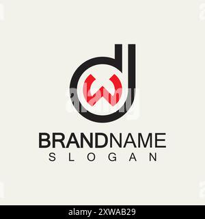 Alphabet Letters DW or WD logo design template Stock Vector