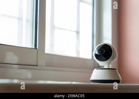 Home IP Camera Installation, CCTV Camera, Street CCTV Camera and Network Interface. CCTV cameras in the city with photocopying area Stock Photo