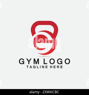 Creative design letter G Combination with kettlebell for Fitness GYM Logo. Stock Vector
