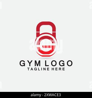 Creative design letter G Combination with kettlebell for Fitness GYM Logo. Stock Vector