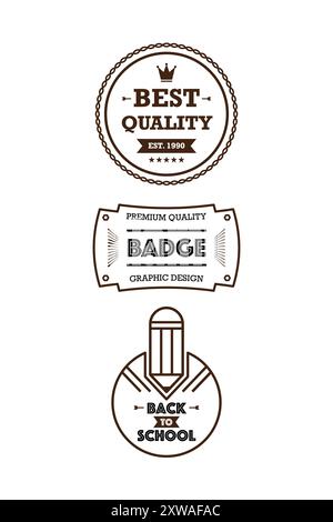 Line badge design set collection. vector illustration Stock Vector